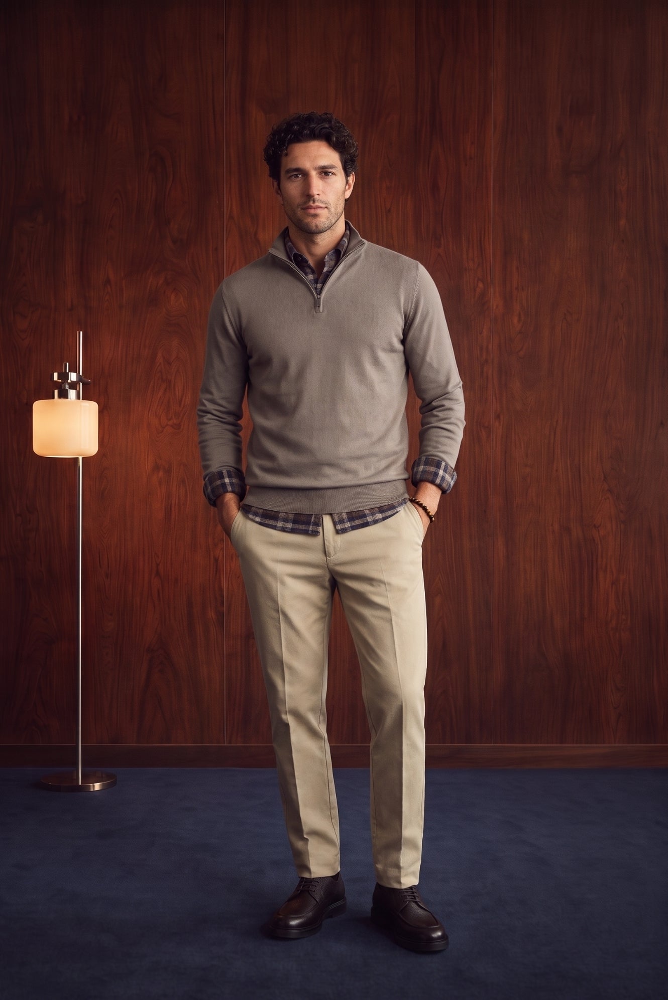 Kiğılı Signature — Check shirt under a half-zip knit